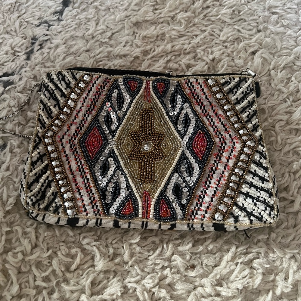 Embellished Clutch with Geometric Design